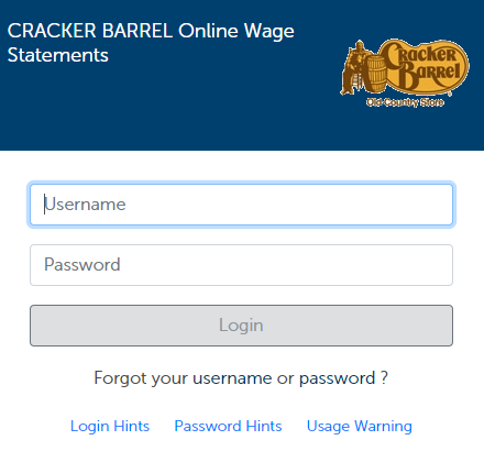 Cracker Barrel Employee login Wage Statement