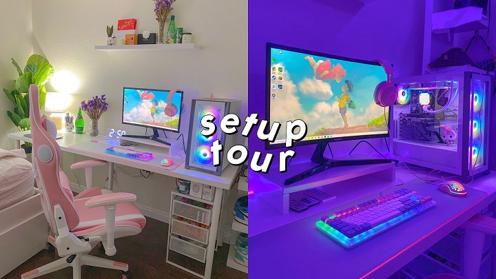 pastel gaming setup